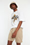 Stone Regular/Normal Cut Mid-Length Elastic Waist Lace-Up Detail Stitching Detailed Shorts Tmnss20Sr0070 - 6