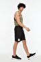 Black Regular/Normal Fit Medium Length Rubber Waist Lace up Stitched Printed Shorts Tmnss21Sr0212