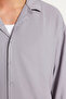 Gri Oversize Fit Apaş Yaka Yazlık Keten Görünümlü Gömlek TMNSS23GO00053 - 12