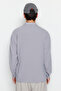 Gri Oversize Fit Apaş Yaka Yazlık Keten Görünümlü Gömlek TMNSS23GO00053 - 13