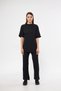 Women's Black Short Sleeve Ribbed Lycra Report & Sweatpants, Casual Home Wear Pajamas Set - 3