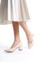 Women's Camila Cream Leather 6 Cm Thick Heeled Light Pointed Toe Classic Shoes - 3