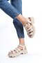 Women's Petra Cream High Sole Cage Model Sandals 950 - 3