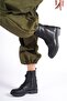 Women's Black Zippered Lace-Up Non-Slip Sole Boots 2306 - 2