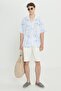 Men's White Linen Comfort Fit Relaxed Fit Side Pocket Shorts - 3