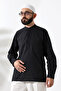 Men's 100% Cotton Voile Relaxed Fit Judge Collar Half Placket Black Hajj Umrah Shirt - 3