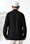 Men's 100% Cotton Voile Relaxed Fit Judge Collar Half Placket Black Hajj Umrah Shirt - 4
