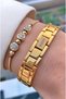 Gold Yellow Steel Cord Small Case Women's Wristwatch - Bracelet - 6