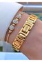 Gold Yellow Steel Cord Small Case Women's Wristwatch - Bracelet - 5