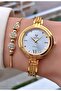 Gold Yellow Steel Strap Bridal, Engagement, Wedding Small Case Wristwatch - 3
