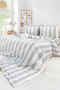 Natural Double Cotton Sheet Elastic Striped Duvet Cover Set - 4