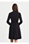 Hakim Collar Detailed Pocketed Long Sleeve Black Dress - 5