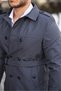 Men's Seasonal Lined Double Breasted Epaulettes Waist Belted Top Coat/Trench Coat - 5
