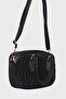 Black Quilted Lined Women's Shoulder Bag - Hand and Cross Design - 3