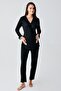 Long Chiffon Sleeves Stretchy Viscous Maternity Dressing Gown Sleepwear Suit - 2