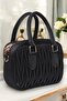 Black Quilted Lined Women's Shoulder Bag - Hand and Cross Design