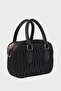 Black Quilted Lined Women's Shoulder Bag - Hand and Cross Design - 2