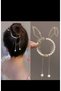 Women's Bun Hair Clip Gold Metal New Style Hanging Crystal Stone Hair Clip - 3