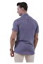 Dark Blue Washed Denim Look 100% Cotton Summer Slim Fit Short Sleeve Shirt - 5
