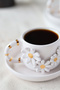 Handmade Set of 2 Flower Decorated Ceramic Cups with 24K Gold Decoration 120ml - 4