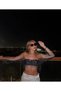 Bright Jewelled Mesh Blouse Black Hollowed Out Blouse Crop Top Bustier Long Sleeve New Year New Year - 4