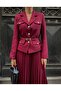 Elizabeth Gold - Belted Blazer Jacket and Pleated Long Skirt Set - 3