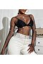 Crystal Stone Mesh Crop Blouse - 2