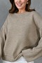 Wide Sleeve Off Shoulder Crew Neck Long Sleeve Mink Oversize Knitwear Sweater 4091 - 2