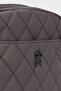 Women's Dark Gray Satin Embroidered Lined 4-Compartment Adjustable Strap Crossbody and Shoulder Bag - 4