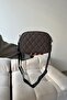 Women's Dark Gray Satin Embroidered Lined 4-Compartment Adjustable Strap Crossbody and Shoulder Bag - 7