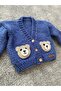 Hand Knitted Cute Teddy Bear Detailed Boy's Cardigan - 3