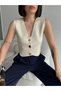 Women's Kerem V-Neck Stylish Button Detailed Knitwear Vest - 4