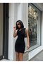 Women's Skirt Gathered Sleeveless Shawl Collar Glittery Dress - 3