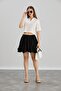 Women's Black Elastic Waist Flared Mini Skirt - 6
