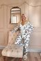Leaf Patterned Mint Women's Pajamas and Thermal Dressing Gown Set - 6