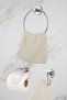 Chrome Ring Towel Holder Narrow Cover Toilet Napkin Robe Rack Set of 3 Bathroom Accessories - 2