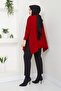 Women's Red Hijab Knitwear Oversize Sweater - 3