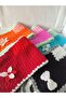 Hand Knitted Long Washcloth Dowry Rectangular Floral Washcloth - 2