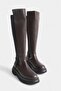 Brown Side Zipper Stretch Detailed Women's Boots - 4