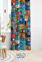 Origami Cat Patterned Background Curtain for Children's and Baby's Room Suede Digital Printed Extralarge Fabric Drawstring Single Wing