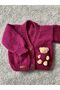 Hand Knitted Teddy Bear Detailed Girl's Cardigan