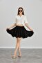 Women's Black Elastic Waist Flared Mini Skirt
