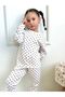 Girl's Ribbed Fabric Polka Dot Pajama Set Stretchy Fabric - 2