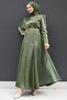 Khaki Color Hijab Evening Dress - Ayça - 4
