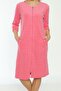 Striped Patterned Three-Quarter Sleeve Cotton Zippered Women's Dress - 3