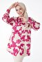Flat Shirt Collar Women's Fuchsia Patterned Shirt - 25258 - 3