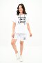 Women's High Waist Text Printed Large Size Shorts Suit 8006-23 - 2
