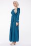 Straight Crew Neck Women's Petrol Pleated Hijab Dress - 25382 - 4