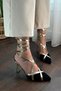 Women's Maggie Black Suede Ankle Strap Gold Piping Pointed Toe Heeled Shoes