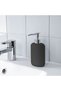 5-Piece Bathroom Set Trash Can (STEEL) - Toothbrush Holder Soap Dispenser Toilet Brush (PORSELEN) Black - 5
